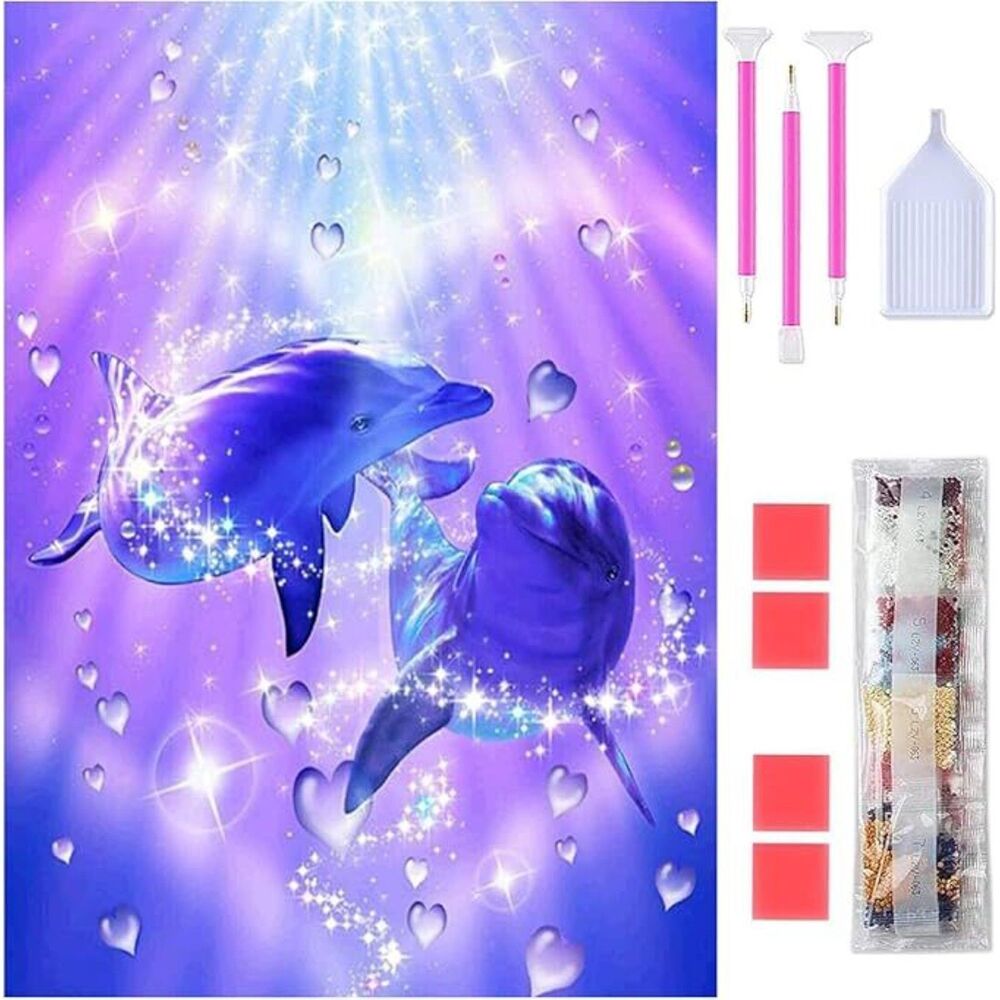 5D Diamond Painting Dolphin Dolphins Swimming JH661